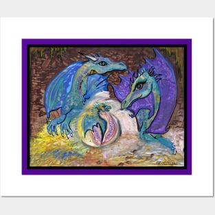 Dragon Reptile Llama Unicorn Red Monster Beast Yin Yang Blue Red Animals Beasts Monsters Dragons Posters and Art